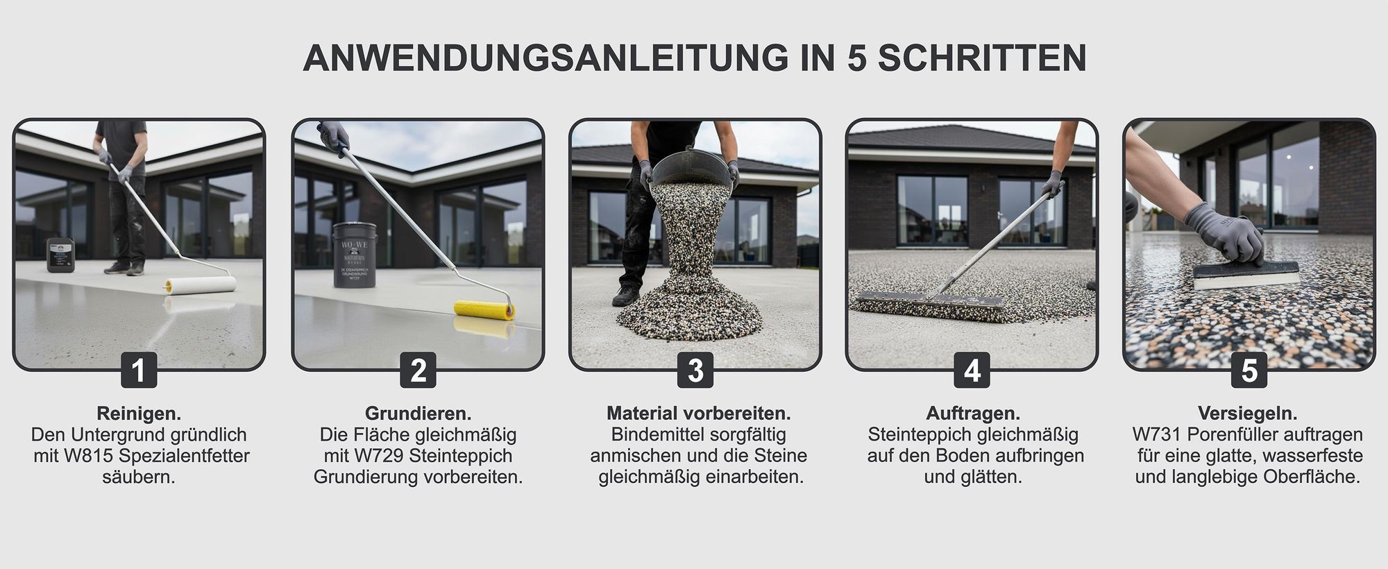2K Bindemittel für Steinteppich UV-fest Haftvermittler Natursteinteppich W727 - 3Kg