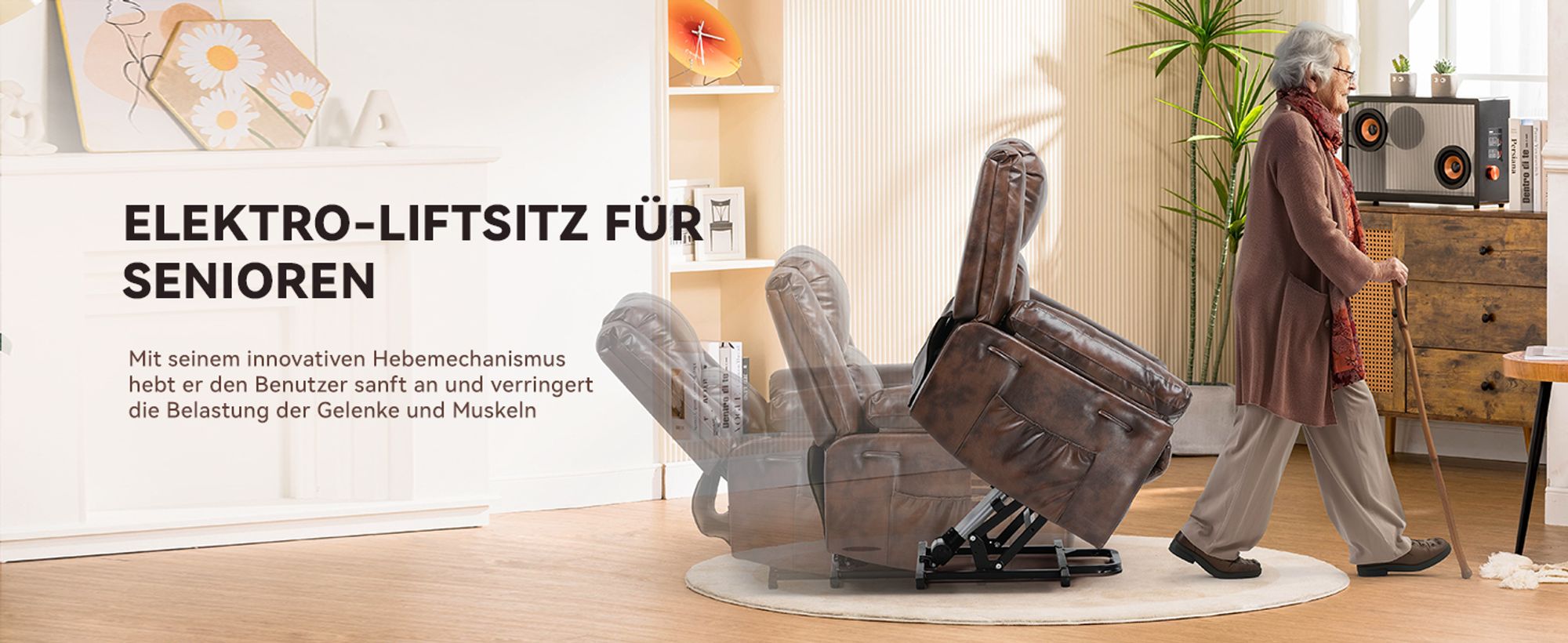 COMHOMA Massagesessel Elektrischer Relaxsessel XL 200kg belastbar, gemütlich und weich Ergonomischer Messagesessel Liegesessel für ältere Menschen