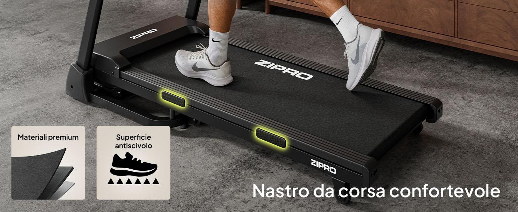 ZIPRO Luma Tapis roulant pieghevole con inclinazione - Tapis roulant elettrico per uso domestico 12 km/h Cyclette Attrezzo fitness App Kinomap Bluetooth