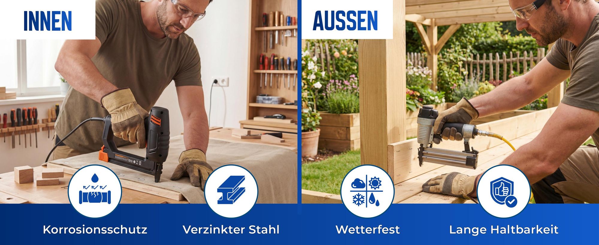 MONZANA® Tackerklammern 25 mm Verzinkt Passgenau für Druckluft Elektro Akku Tacker 5000 Stück 5,8 mm Für Montage Innenausbau Möbel