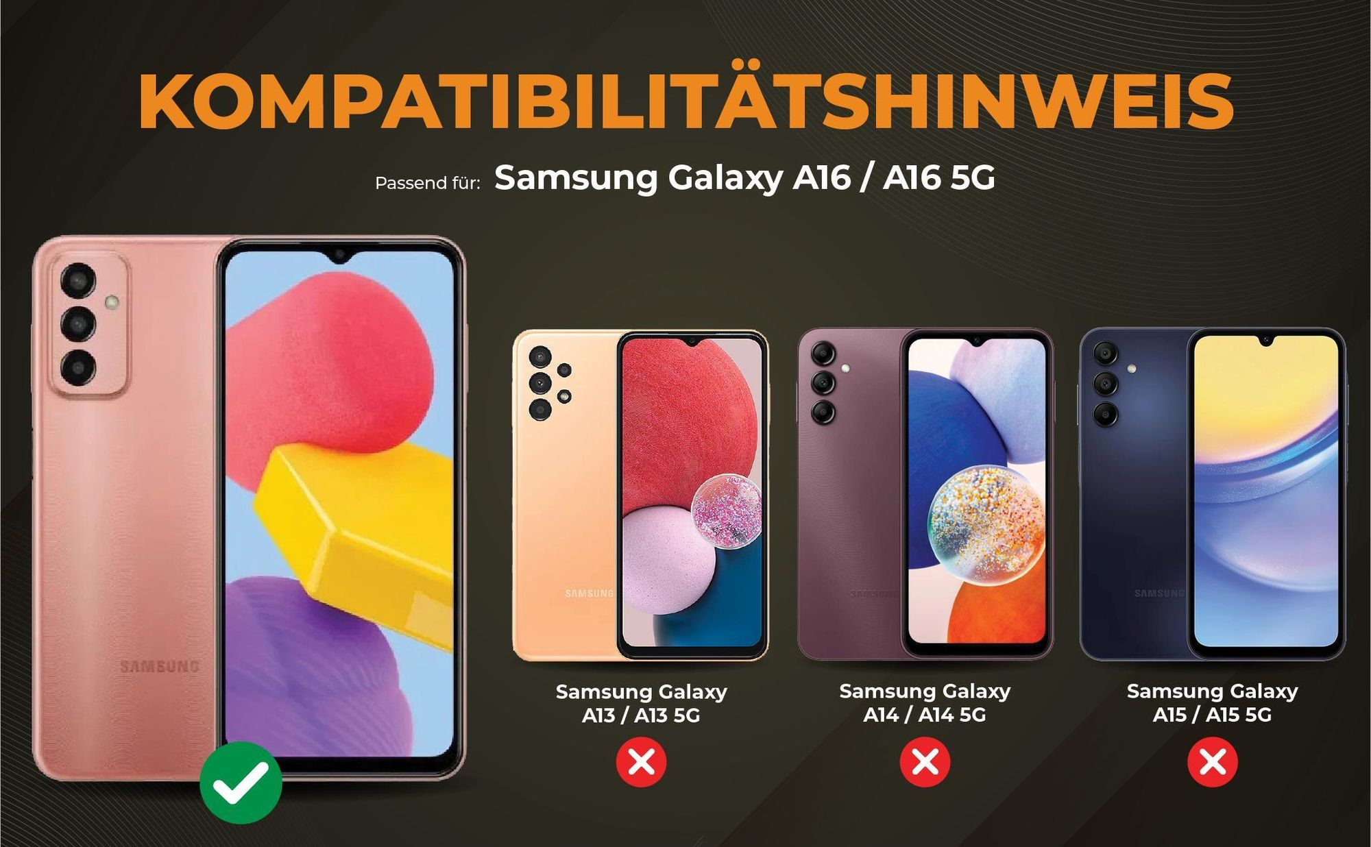 Kompatibilitätshinweise Hülle für Samsung Galaxy A16 / A16 5G