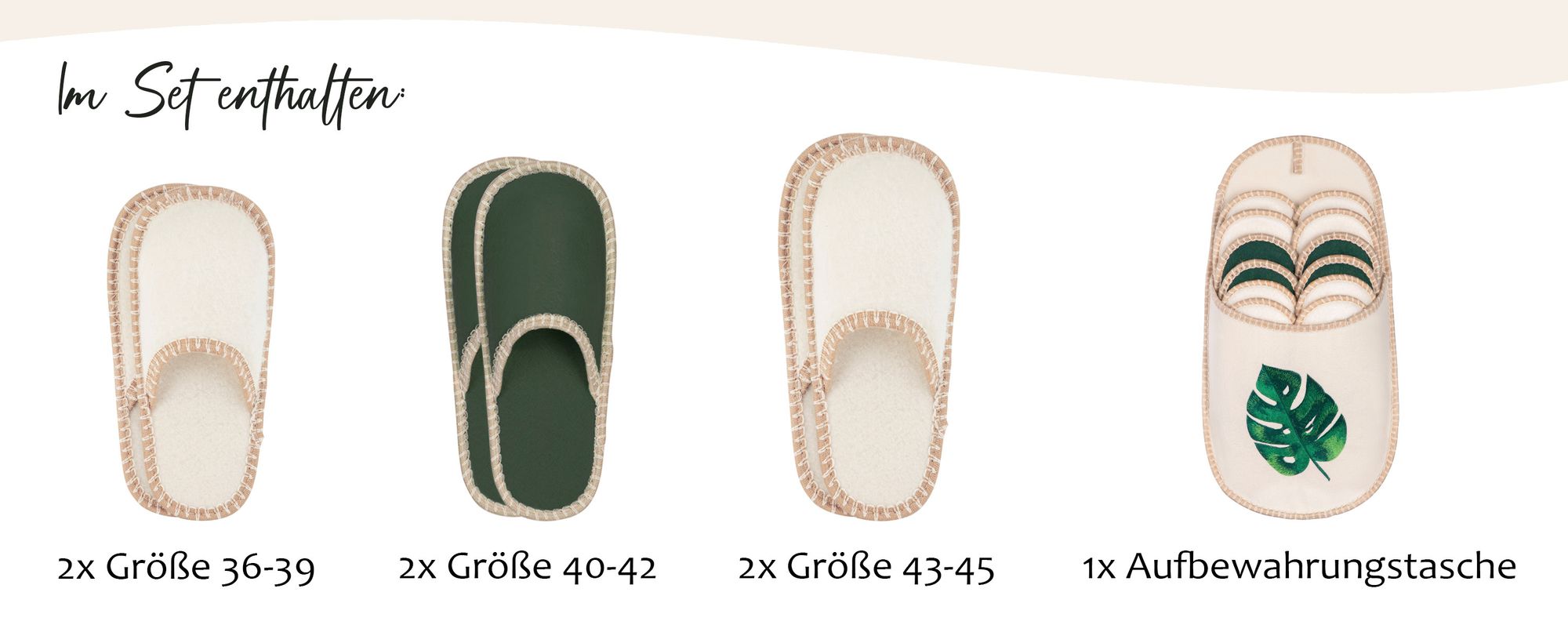 ONVAYA® ABS Gästepantoffel | Monstera | 6er Set | Antirutsch Sohle | Hausschuhe | Filzpantoffel | Gr. 36-45 Gästehausschuhe