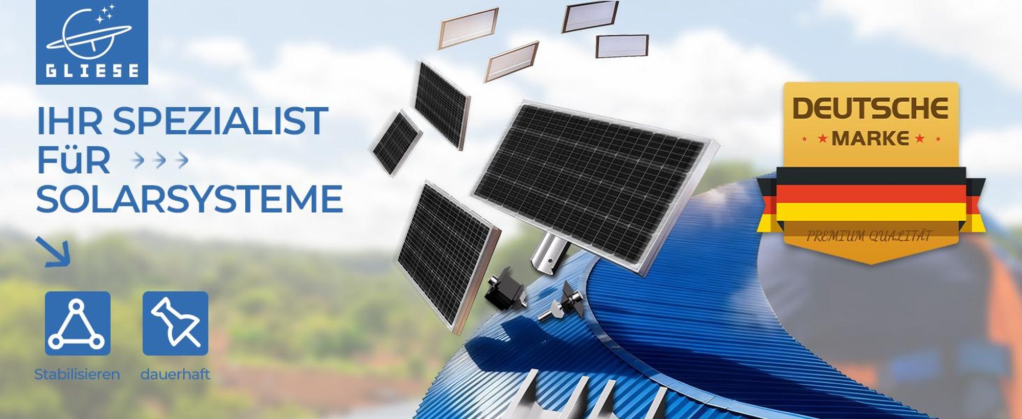 Solarpanel PV Halterung Trapezblech Flachdach Montage + Schiene Verstellklemmen Für 2 Module