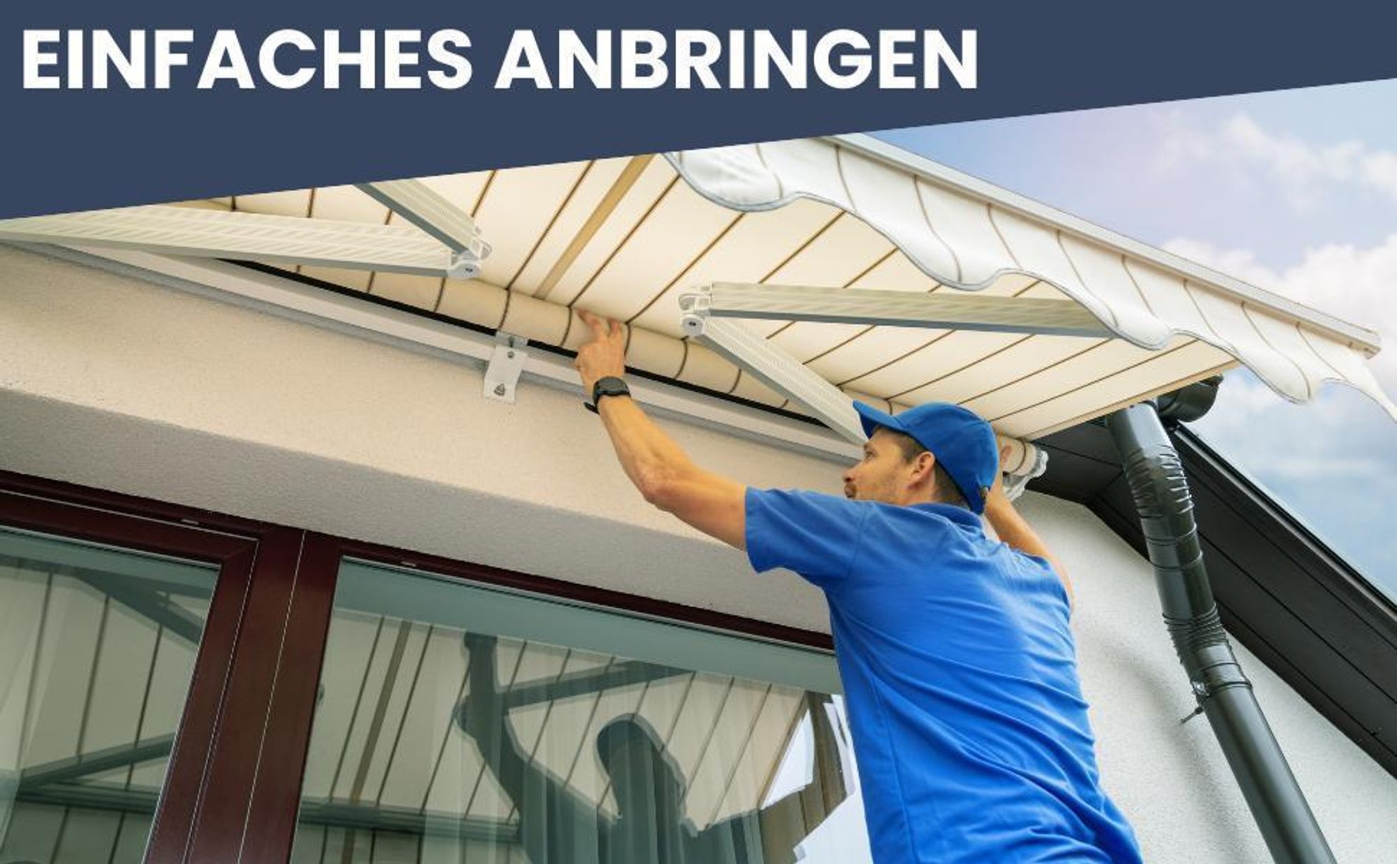 DELUKE® Markisenbespannung Markisenstoff Wasserabweisend Reißfest | Creme, für 300x250cm Rahmen | Markise mit Volant Markisen Ersatzstoff Markisentuch Sonnenschutz Markisenzubehör