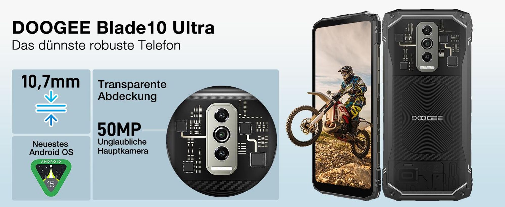 DOOGEE Blade10 Ultra Smartphone Handy, Android 15, 6,56" 90Hz, 5150mAh Akku, 32GB RAM+256GB ROM, 4G, 50MP, NFC, Fingerabdruck, ohne Vertrag