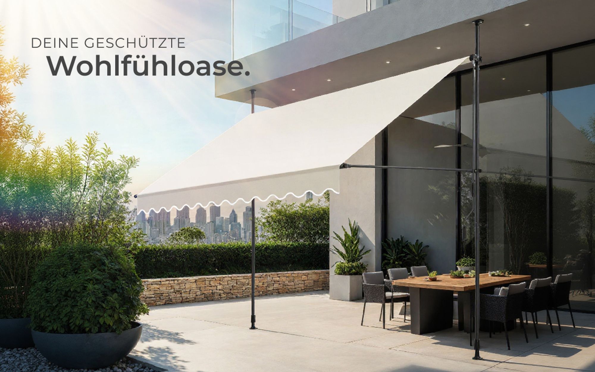 tectake® Klemmmarkise mit Handkurbel einfache Montage