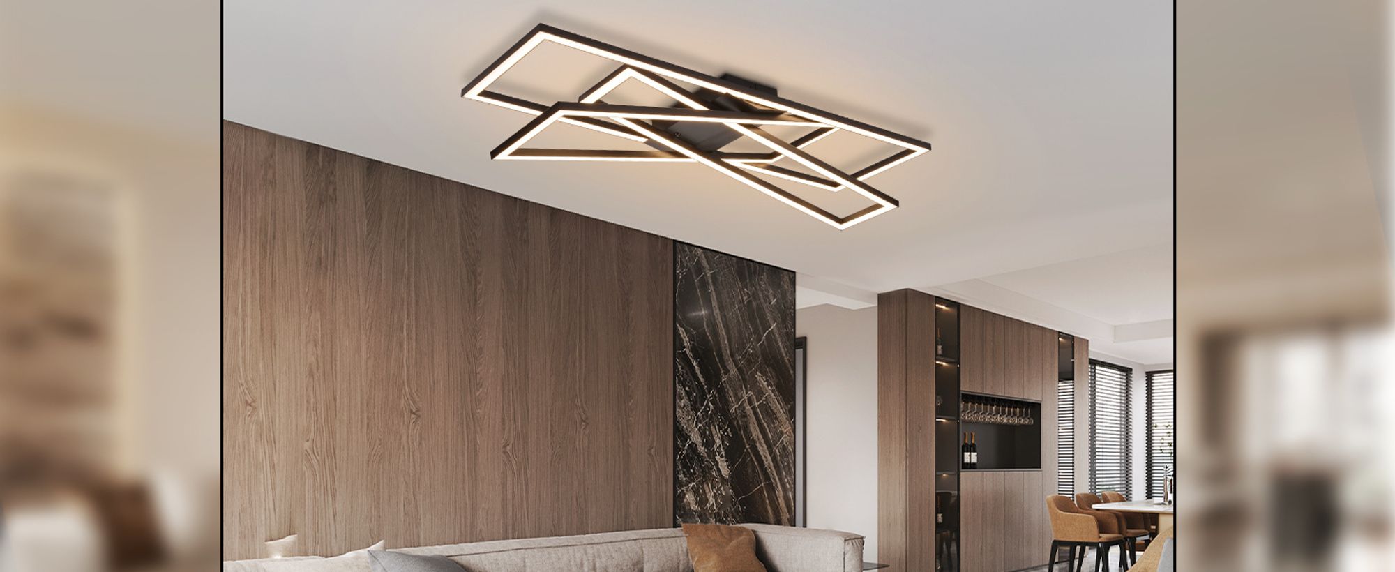 ZMH Deckenleuchte Dimmbar mit Fernbedienung LED Deckenlampe Schlafzimmer Schwarz 45W Modern Wohnzimmer Metall Deckenlampen