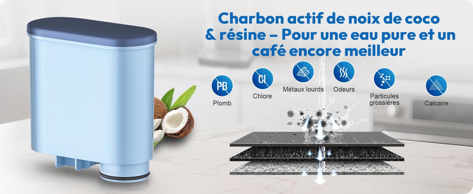 pack de 6 filtres à eau pour Philips Aqua Clean CA6903/10 & CA6707/20, Compatible avec Saeco et Philips Aquaclean filter