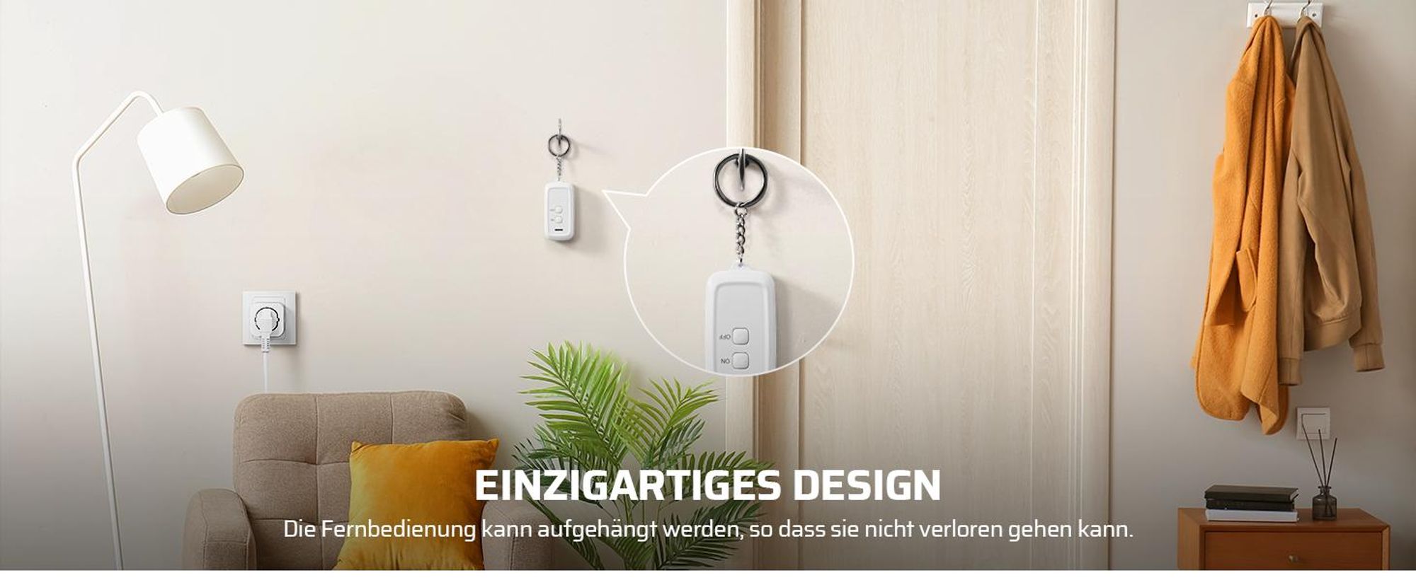 DEWENWILS Funksteckdosen mit Fernbedienung, Innen, Weiß, 16A 3680W