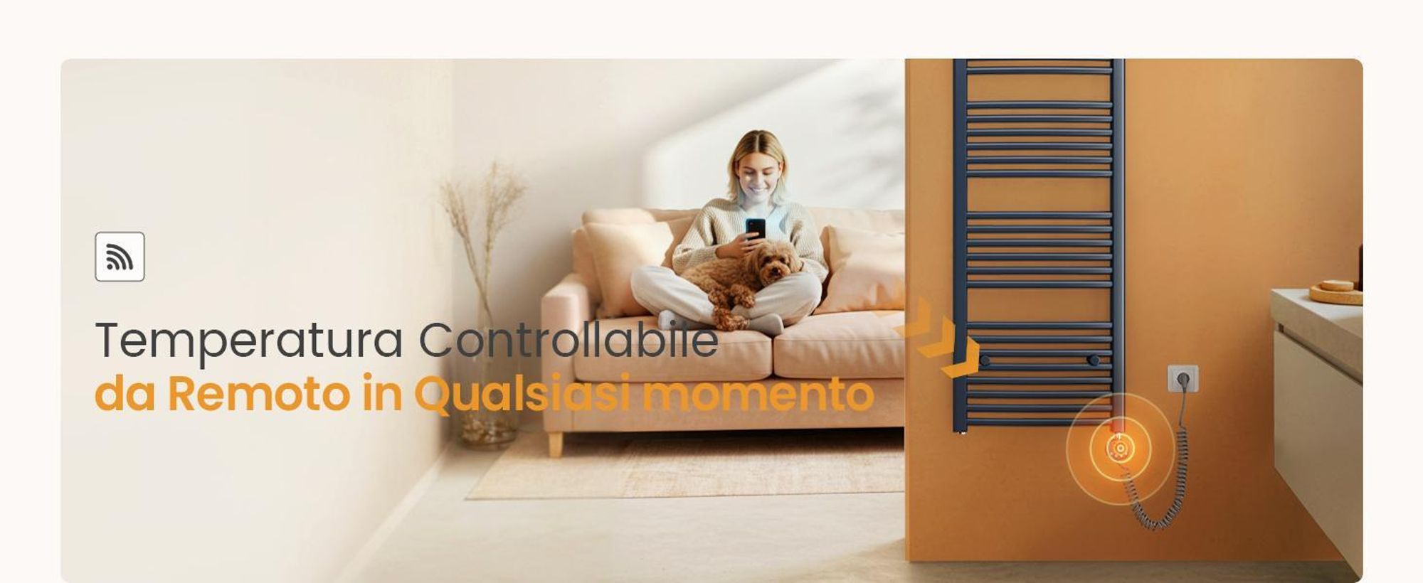 EMKE Radiatore elettrico da bagno 140X60cm 600W antracite Scaldasalviette curvo Controllo Wi-Fi Termostato intelligente Scaldasalviette