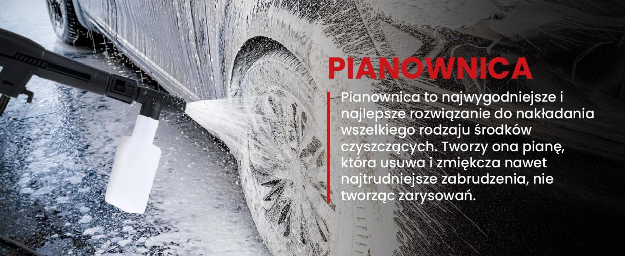Myjka ciśnieniowa z pianownicą i turbo lancą, regulowaną lancą i aluminiową pompą