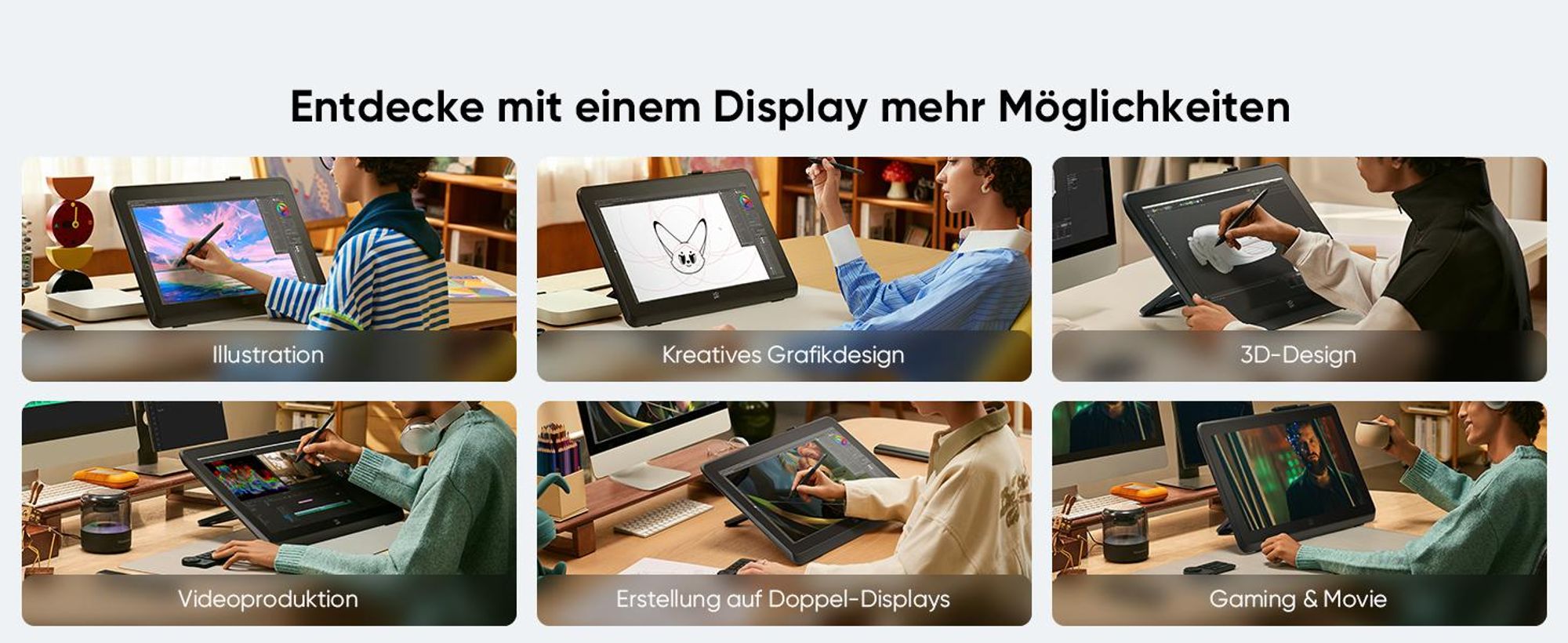 XPPen Artist Pro 22 (Gen 2), Kabelgebunden, 5080 lpi, 475,392 x 267,408 mm, USB/Bluetooth, 1 cm, Stift