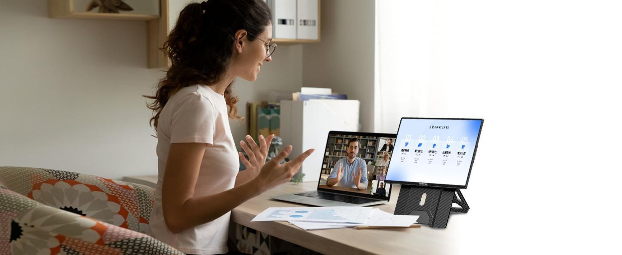 Blackview 16 Zoll FHD tragbarer Monitor 9, 650g ultraleicht, SÜD Augenschutz, 360° Drehständer, Plug & Play, Kompatibel mit Mac/Win/Android