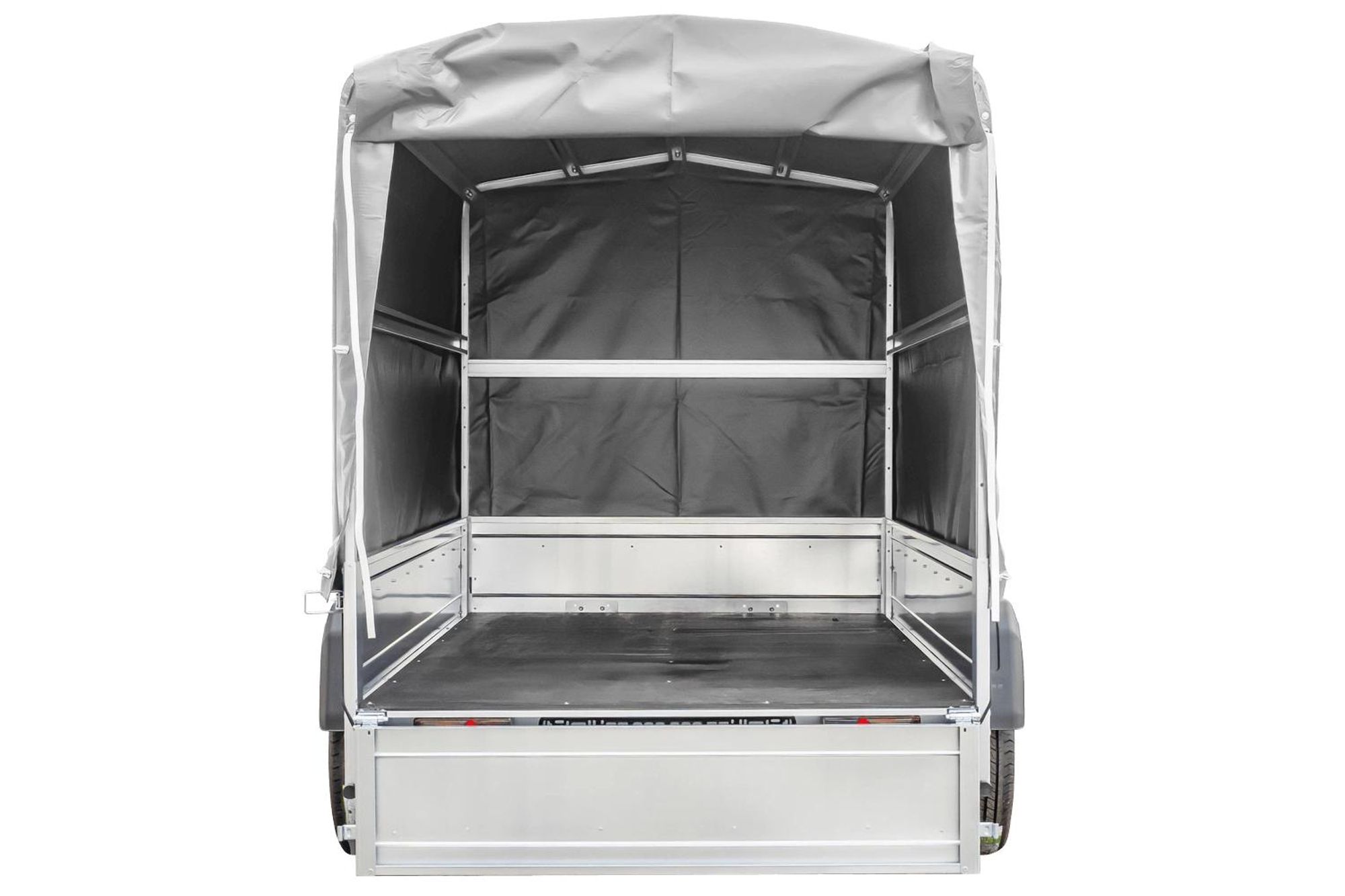 PKW-Anhänger auf Federn 230x125 UNITRAILER GARDEN 230/R KIPP mit H-1100-Rahmen und grauer Plane