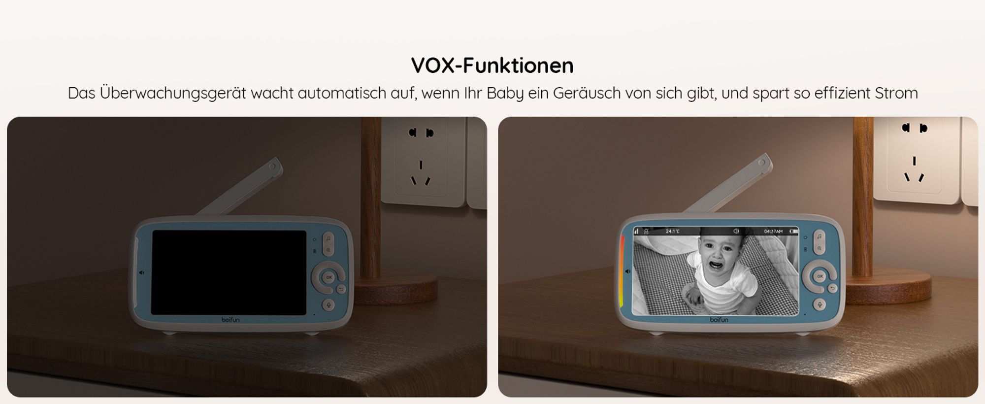 BOIFUN Babyphone mit Kamera ohne WLAN,Automatische Nachtsicht Babyfon , 5 Zoll 720P IPS Bildschirm VOX