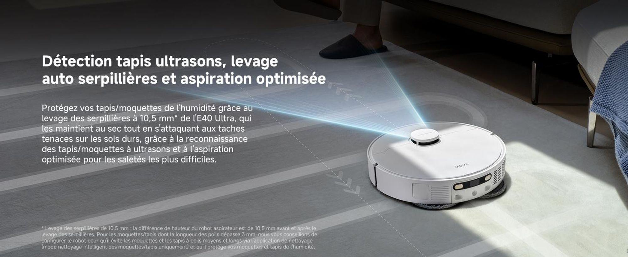 MOVA E40 Ultra - Robot aspirateur & balayeur, 19.000 Pa, vidage automatique, balai MaxiReach, brosse latérale, station tout-en-un, jusqu'à 75 jours de nettoyage
