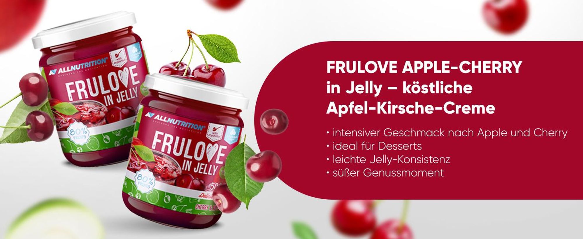 ALLNUTRITION FRULOVE In Jelly Apple & Cherry 500g Apfel-Kirsh-Marmelade – bis zu 80 % Fruchtanteil