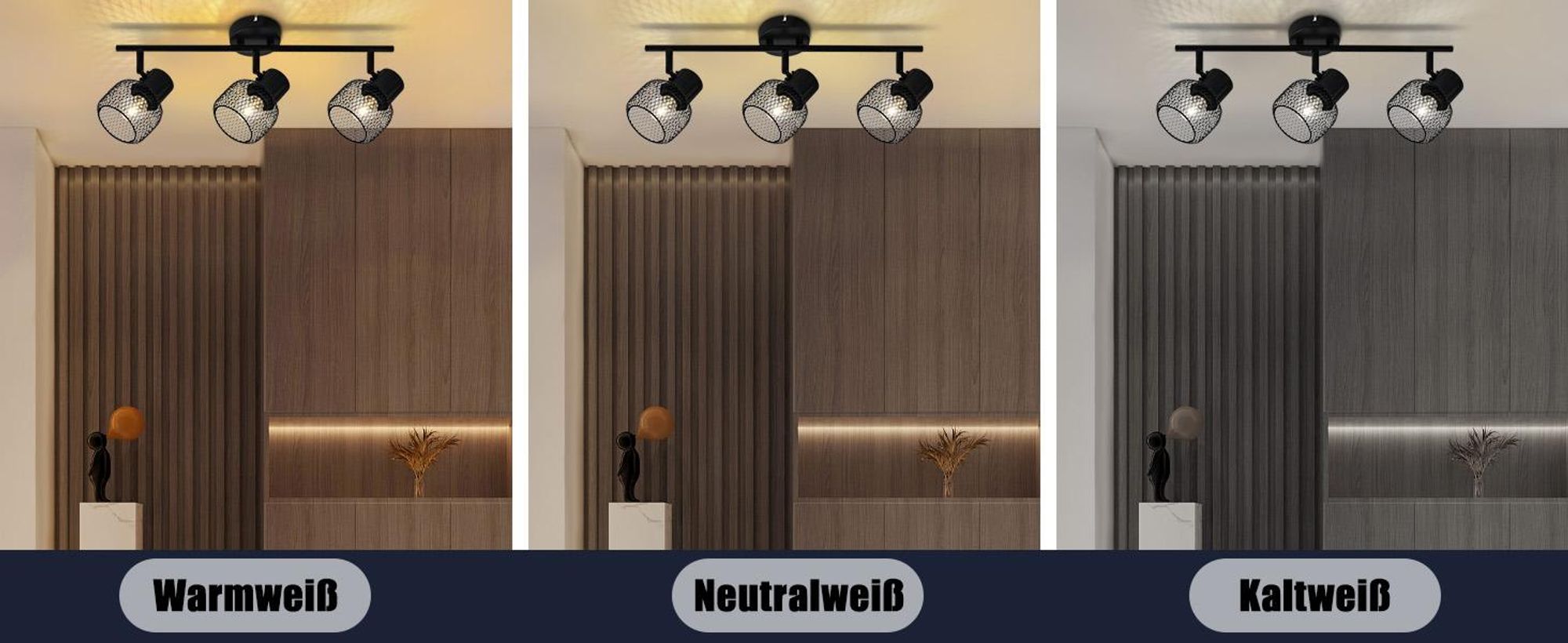 ZMH Deckenleuchte Schwarz Metall 3 Flammig Vintage E27 Deckenstrahler  Deckenlampe  Drehbar 330° Strahler Innen für Flur Wohnzimmer Schlafzimmer Küche
