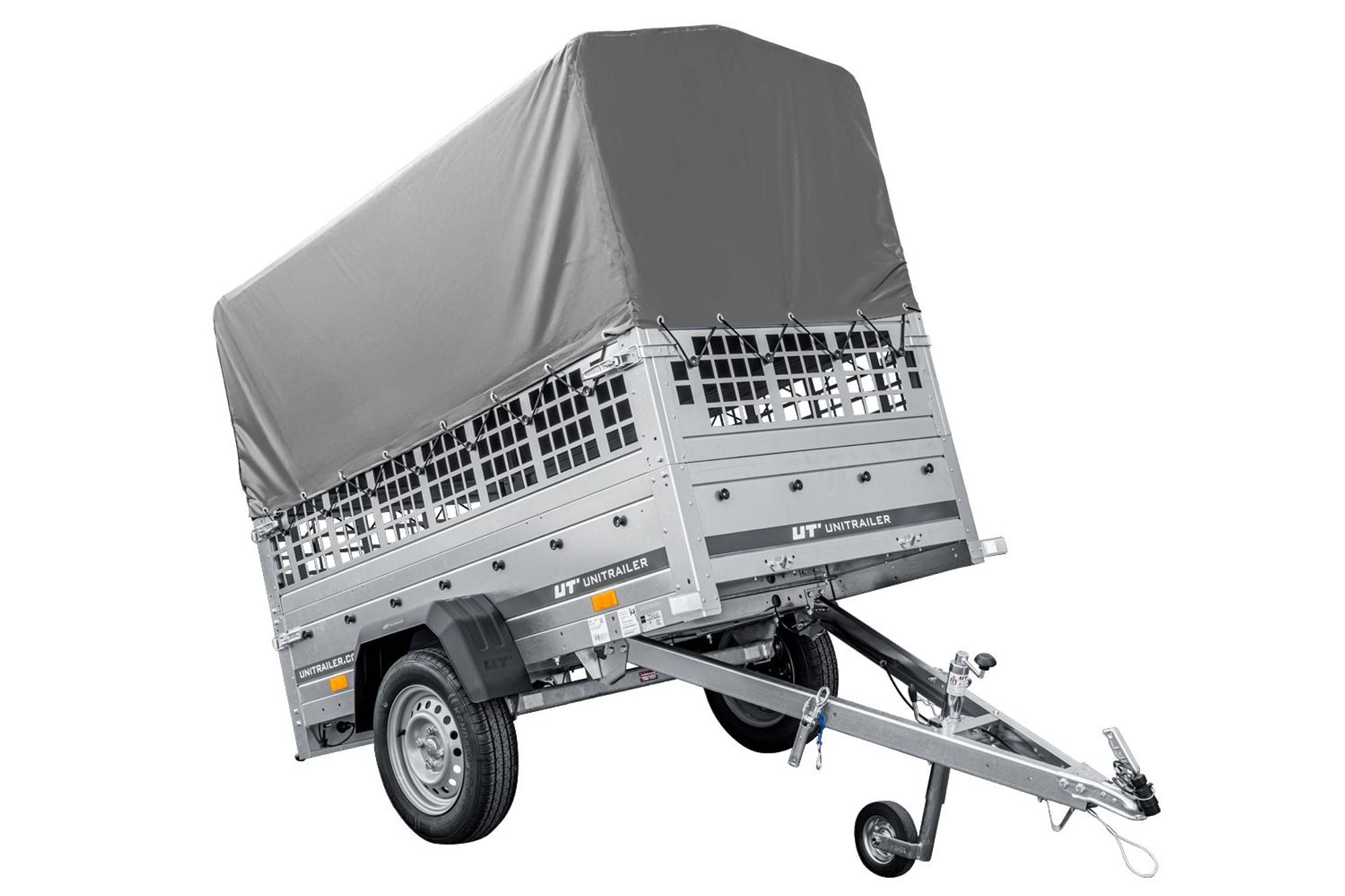 Kippanhänger Garden Trailer 200 KIPP 200x106 cm 750 kg mit Laubgitteraufsatz, Hochplane, Hochspriegel und Stützrad