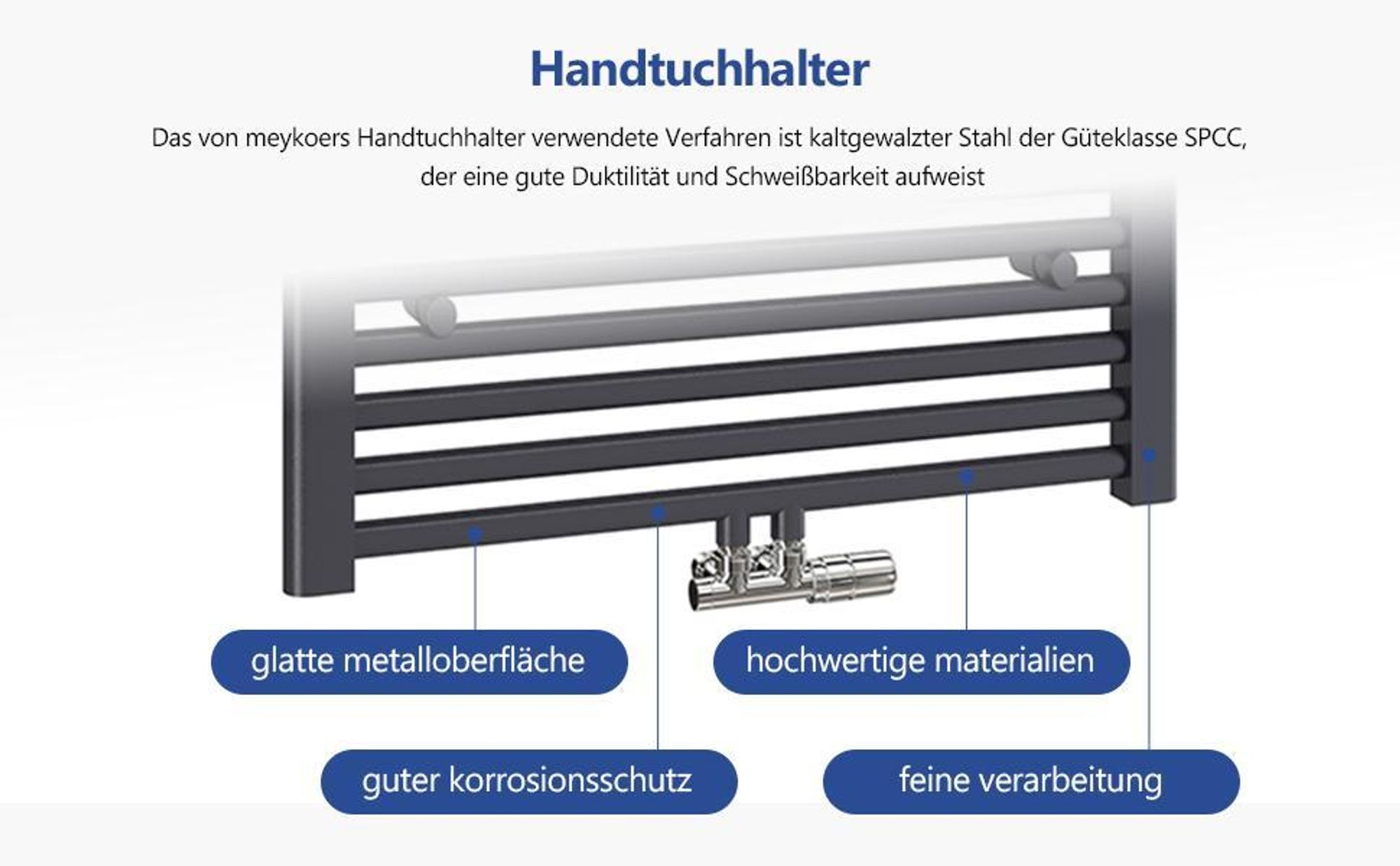 Heilmetz Badheizkörper 1200x500mm Mittelanschluss 513 Watt Anthrazit, Handtuchtrockner Handtuchwärmer Design Heizkörper für Bad Heizung Radiator Ohne heizstab