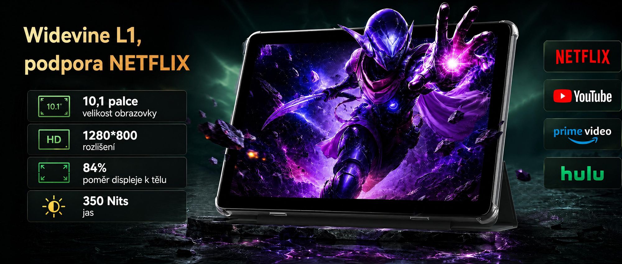 BESTTAB T20 10.1'' Android 16 Set Tablet, 24GB(8+16GB rozšiřitelná) RAM+256GB ROM(2TB TF), s krytem/perem/myší/klávesnicí, Widevine L1, 5G WiFi