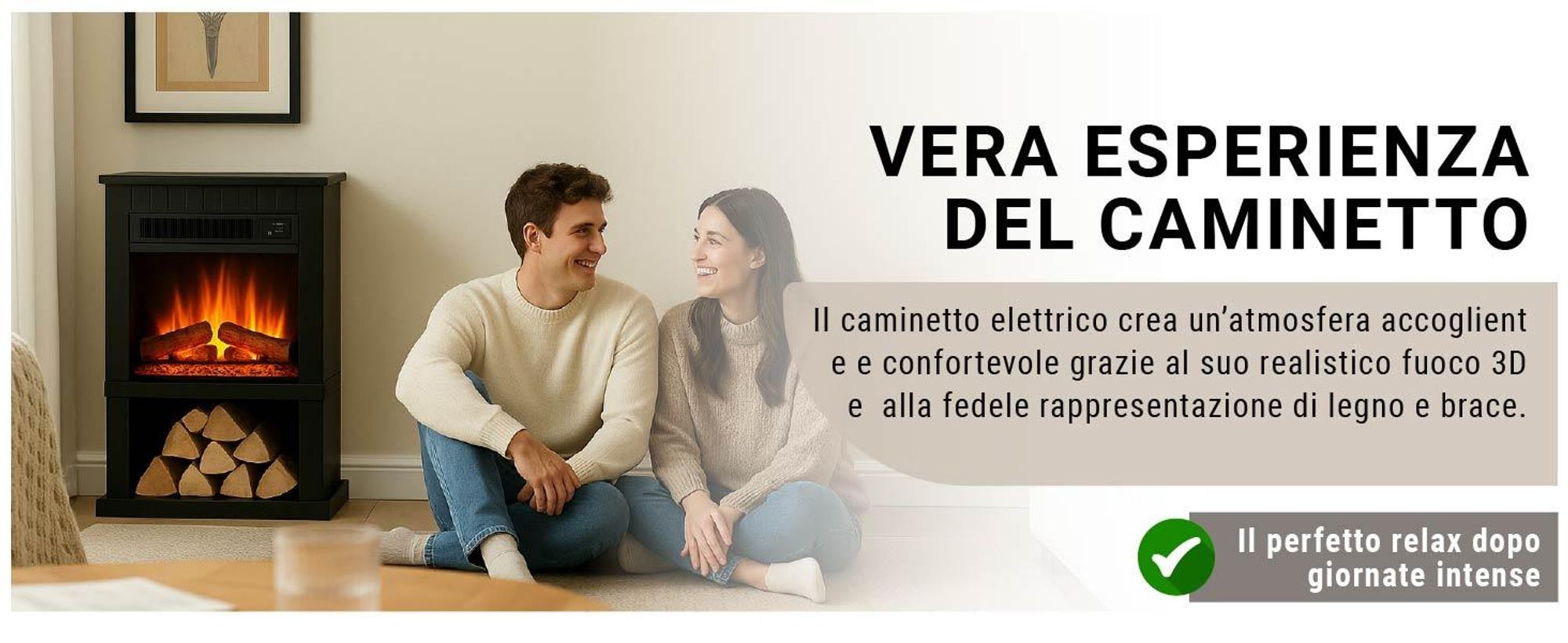 Camino elettrico BALDERIA Ember - Camino da appoggio - nero