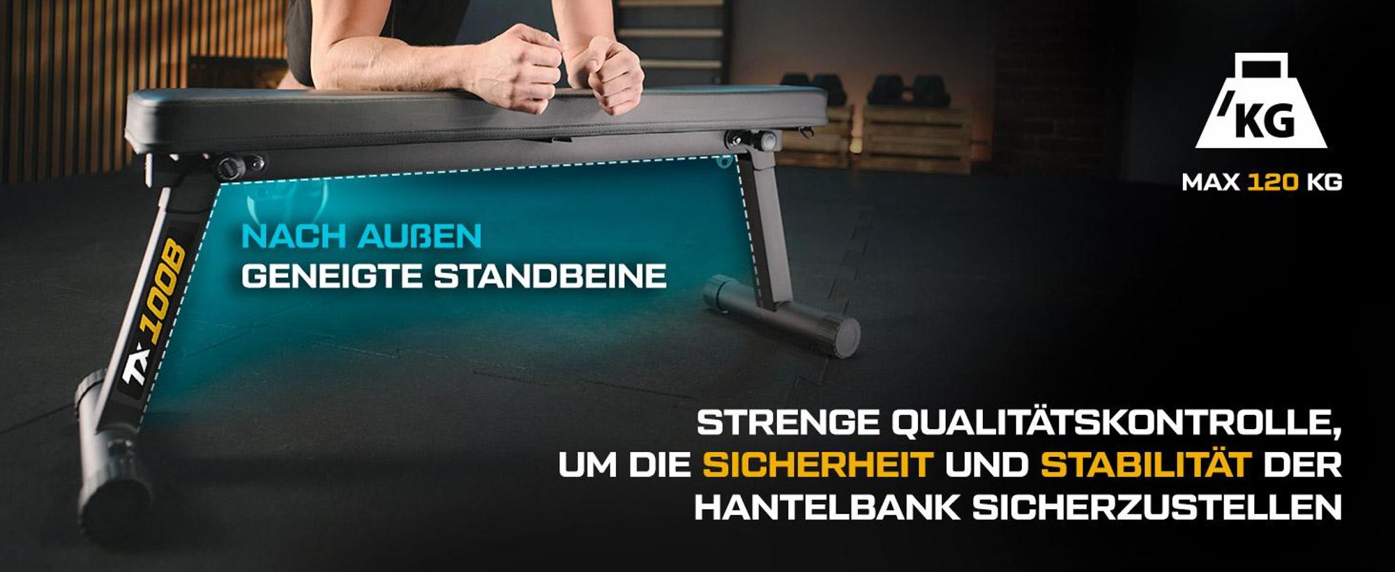 TREX SPORT Flachbank TX-100B | Hantelbank klappbar für Krafttraining | Home Gym Trainingsbank für Bankdrücken | Stahlrahmen, rutschfest, gepolstert