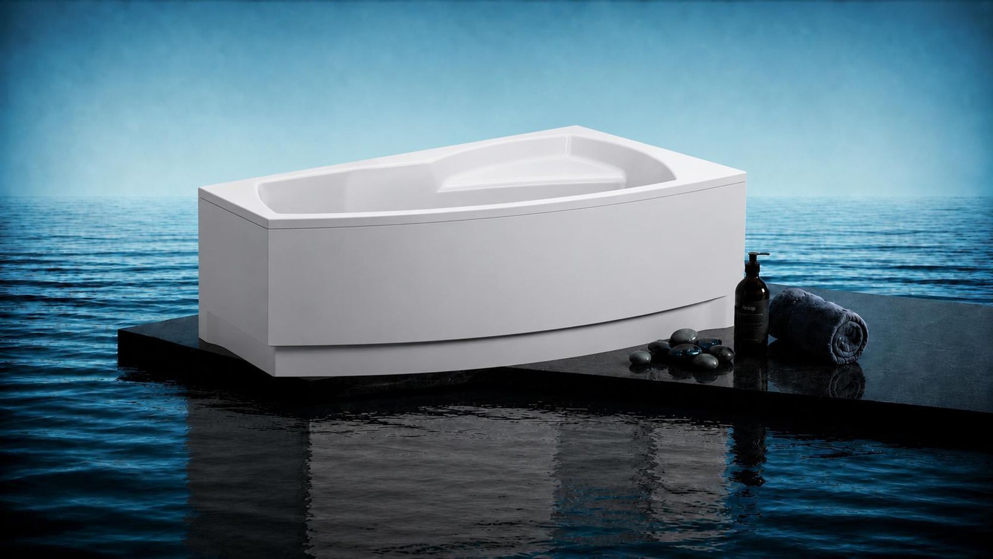 AQUA for you | Badewanne - Polimat Frida - Asymmetrische Eckbadewanne - 150x100 cm - Rechts - Weiß - mit Siphon, Gestell, Füßen, Acrylwanne