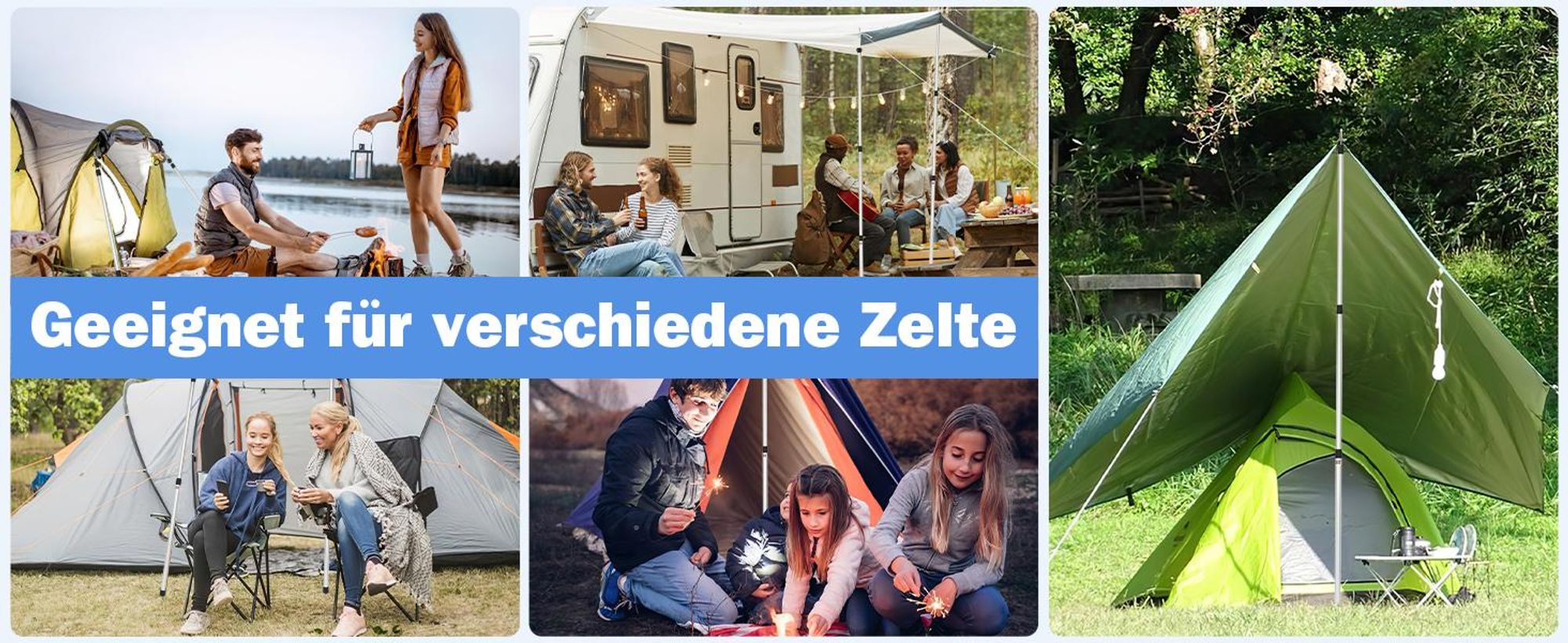 4x Zeltstange, Tarpstange, Zeltstäbe, Teleskopstange, Aufstellstange, 87.5-234.5cm Höhenverstellbar, für Zelt, Tarp, Sonnensegel oder Plane