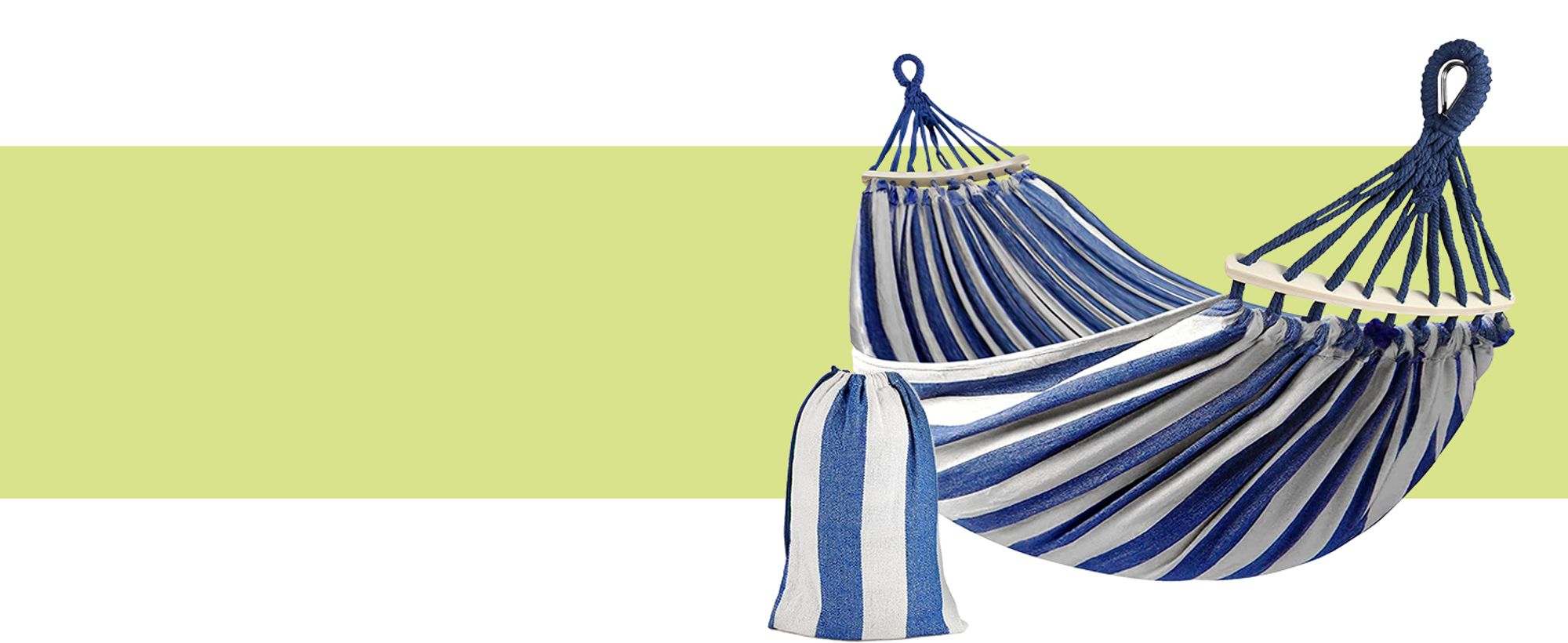 KRUMAD Hängematte 260 cm Belastbar bis 250 kg Wetterfest Baumwoll-Polyester für Garten Balkon Camping mit Holzstreben & Tragetasche