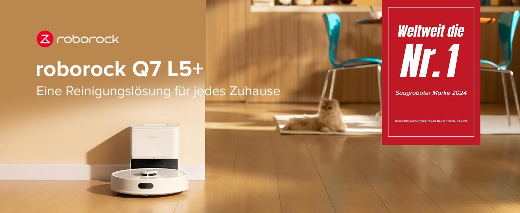Roborock Q7 L5+ Saugroboter mit Wischfunktion, Automatischer Staubentleerung, Dual Anti-Tangle System, 8.000 Pa Saugkraft, LiDAR-Navigation, Weiß