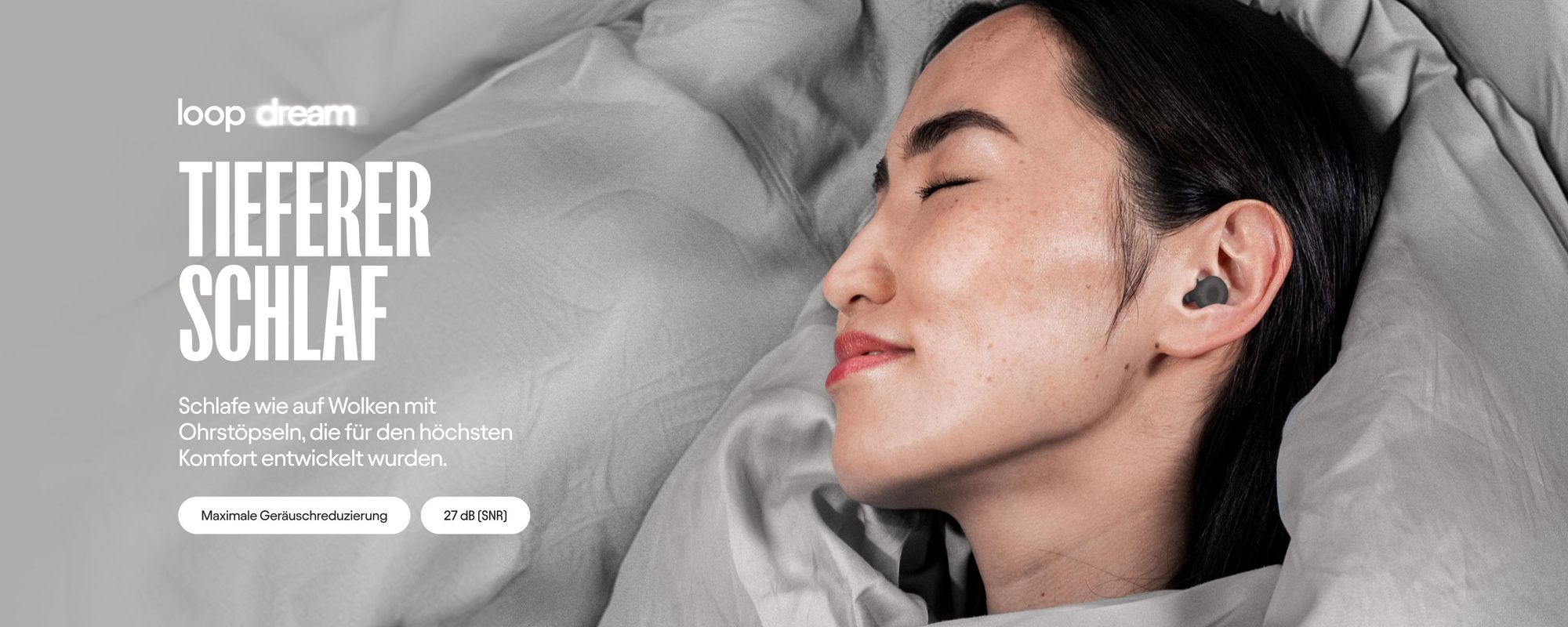 Loop Dream Ohrstöpsel aus Silikon & Memory-Schaum für erholsamen Schlaf, 27 dB SNR