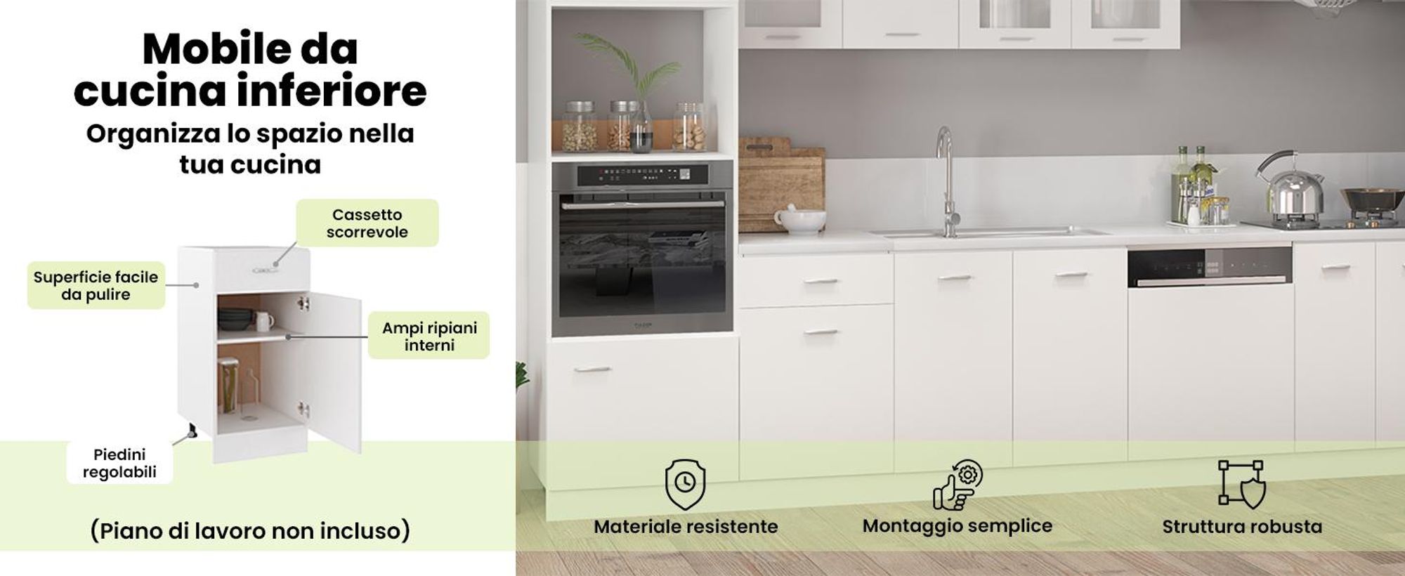Cassettiera bianca 40x46x81,5 cm in materiale ligneo