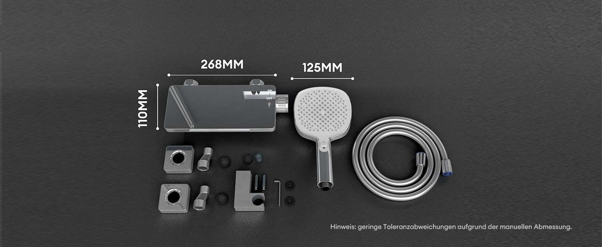 Mai & Mai Badewannenarmatur mit Handbrause Wasserfall Wannenarmatur 4 Strahlarten Wandarmatur für Badewanne aus Messing Silber DSN-403