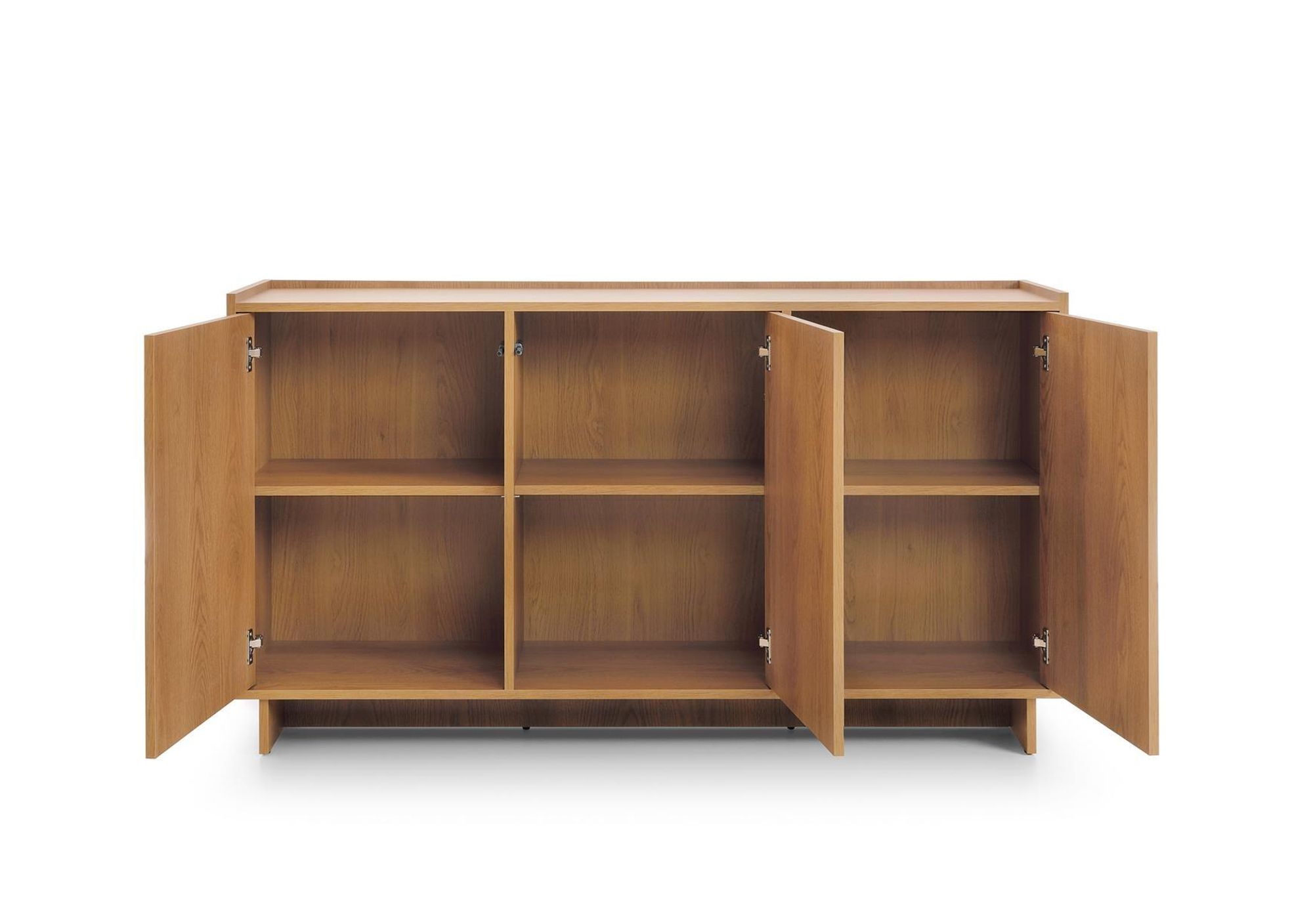 BETTSO Kommode SUNA Japandi Sideboard Anrichte Eiche Caramel grifflos Schrank Wohnzimmer, 6 Fächer, 147x81x39 cm, Saugroboter-geeignet
