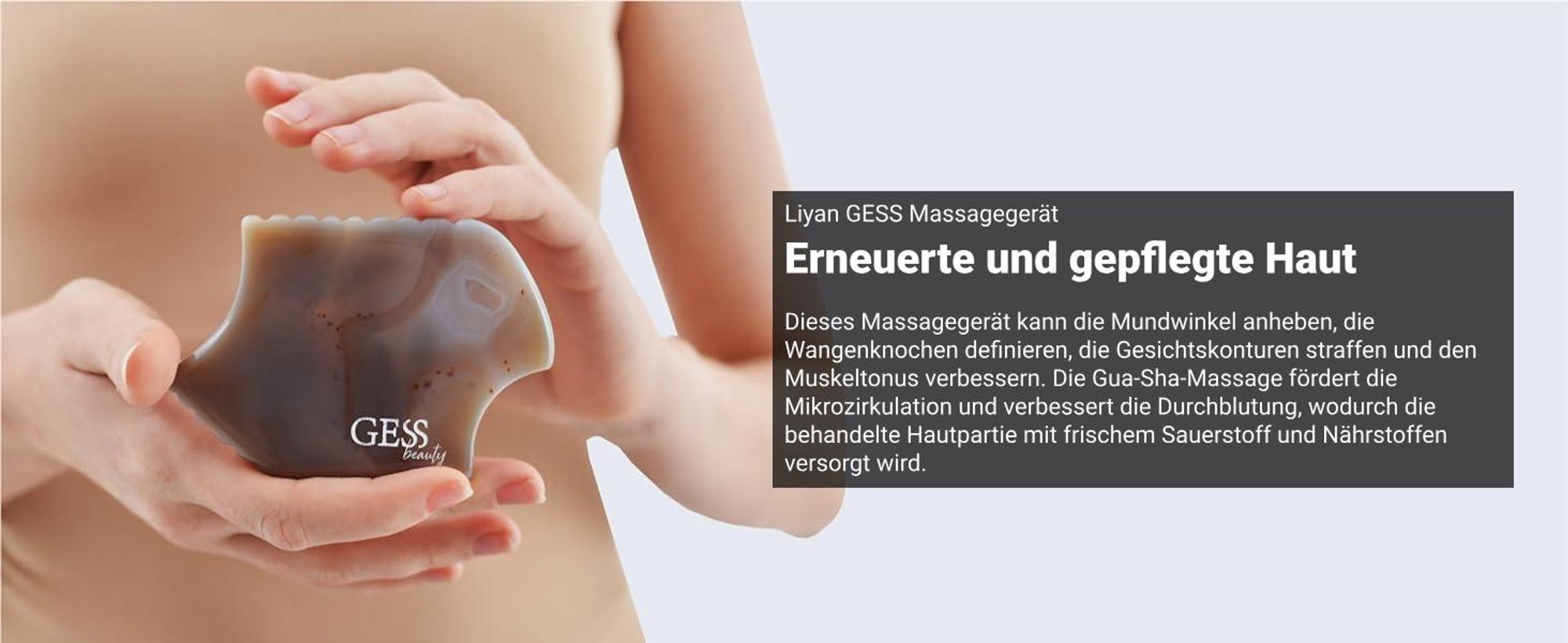 GESS Gua Sha Liyan Naturstein Achat, Gesichtsstein für Face Yoga Guasha Stein