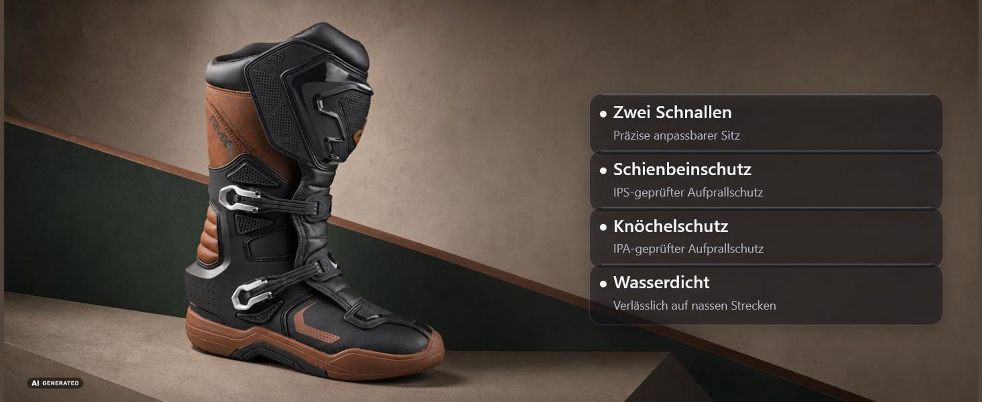 Bogotto RMXA wasserdichte Enduro / Motocross Stiefel, schwarz, 48