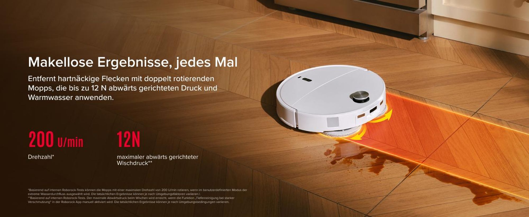 Roborock Qrevo Curv 2 Pro Staubsauger Roboter, 25.000 Pa Saugroboter mit Wischfunktion und Wischmopp-Hebefunktion, 100 °C Moppwäsche mit heißem Wasser