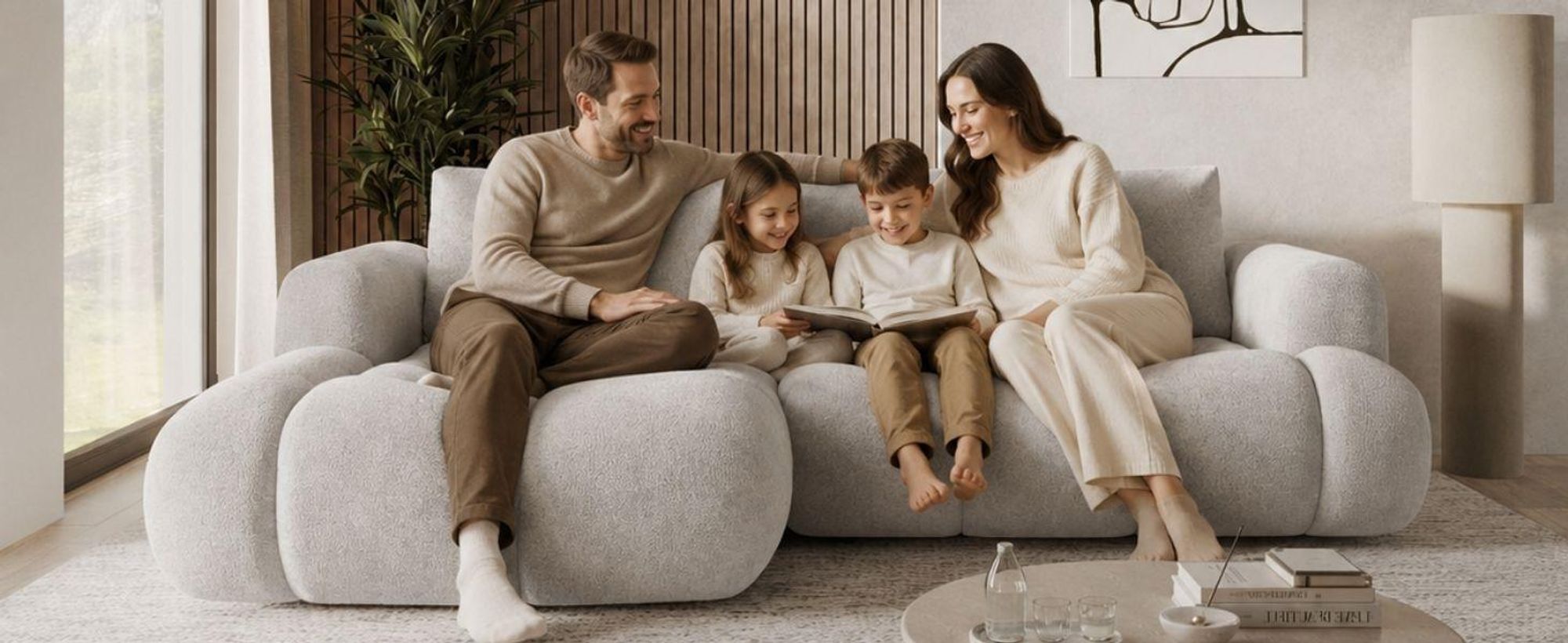 MORELLO Cloud Ecksofa Bouclé mit DL-Mechanismus, Schlaffunktion 140 x 210 cm und Bettkasten, Links – Monte 03