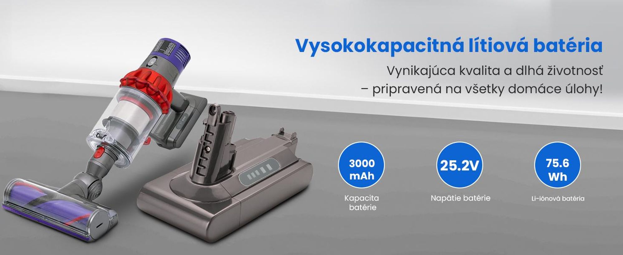 Extralink náhradná batéria pre Dyson V10 25,2 V 3000 mAh Li-Ion kompatibilná s Cyclone V10