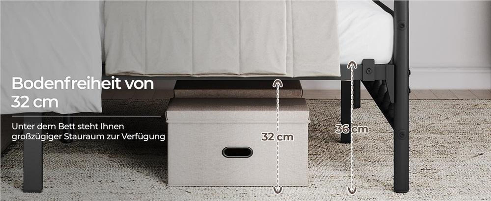 Yaheetech Bettrahmen Metallbett 140 x 200 cm, Bettgestell aus Metall mit Lattenrost, Modern Gästebett Jugendbett, Schwarz
