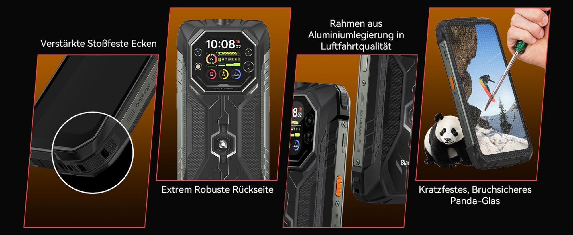 Blackview ROCK 1 Militärisches Outdoor-Smartphone mit Dual-Display Smartphone Android 16, Helio G81, 15000mHA, 33W Schnellladung, Face ID