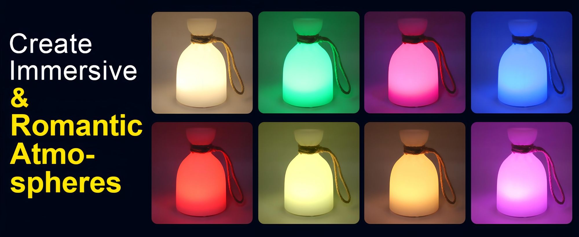 2er Tischlampe kabellos mit Fernbedienung,Tragbare LED Nachtlicht,16Farben,Aufhängbar dimmbare Campinglampen,USB-Aufladung Nachttischlampe wasserdicht