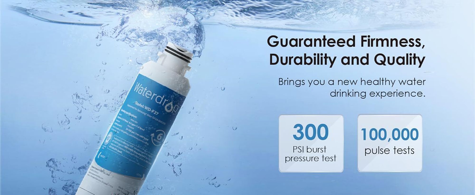 Waterdrop 3X DA29-00020B Kühschrank Wasserfilter, Kompatibel mit Samsung® DA29-00020B, HAF-CIN EXP DA29-00020A