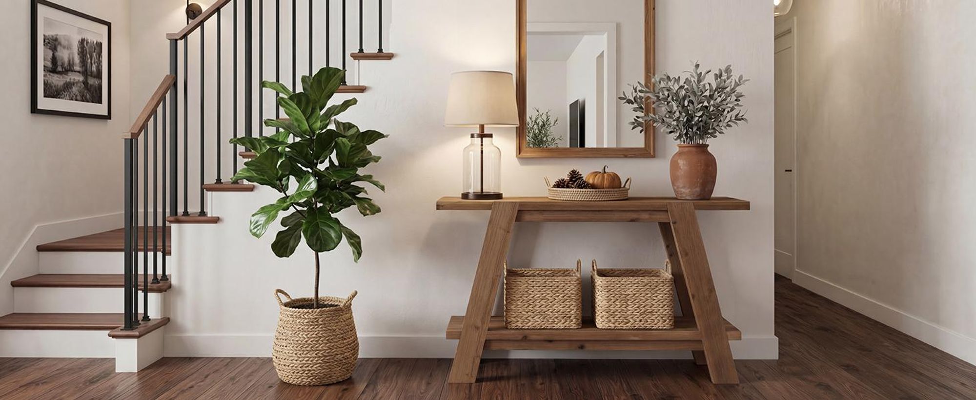 Konsolentisch, 110cm Beistelltisch aus Massivholz im Landhausstil, Eingangstisch mit zwei Ebenen, Flurtisch hinter dem Sofa für Wohnzimmer,Sofatisch