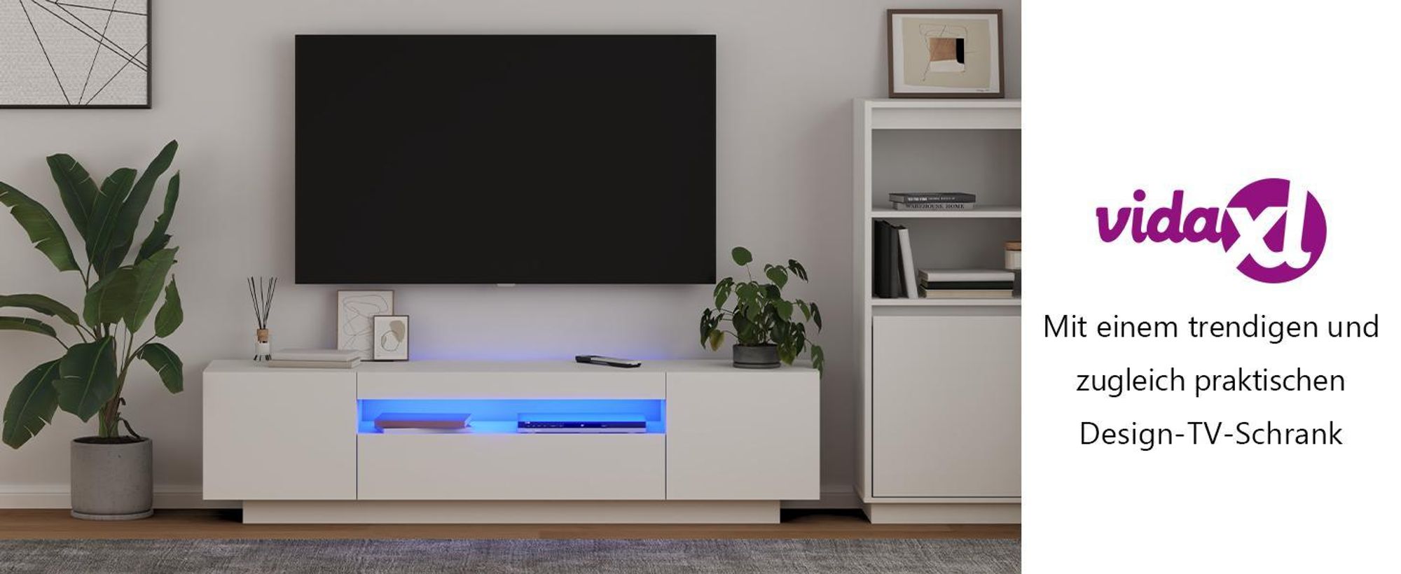 vidaXL TV-Schrank mit LED-Leuchten Weiß 160x35x40 cm