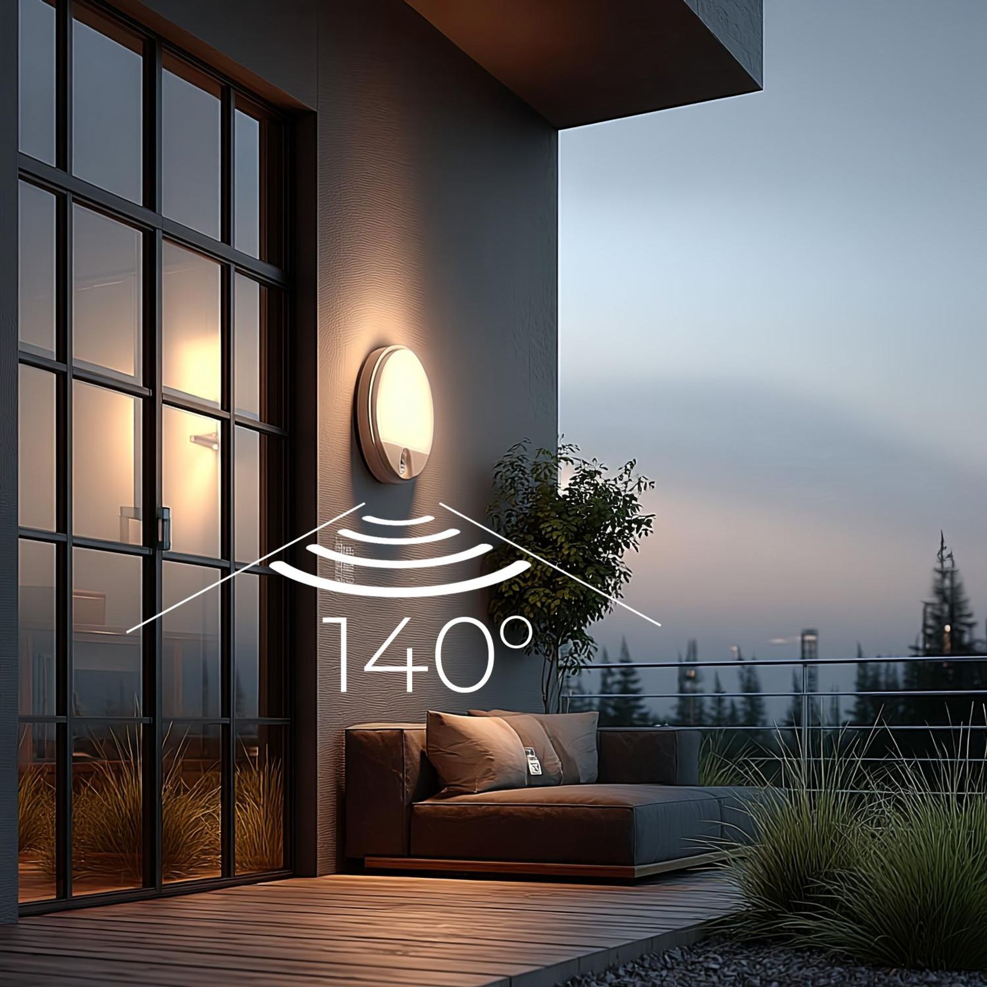 Wandlampe Wandleuchte LED Lampe für Innen u. Außen mit Sensor 4000K Neutral A++
