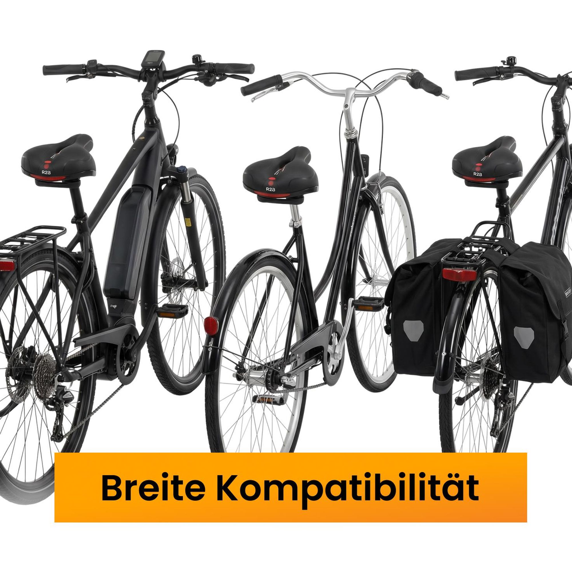 R2B Fahrradsattel Gel mit Reflektor Fahrradsitz Gelsattel Fahrrad Sattel ergonomische Form Radsattel Cityrad Herren Damen