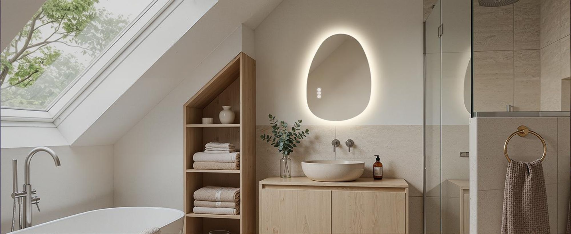 S'AFIELINA specchio da bagno con illuminazione 75×55cm Specchio da parete con interruttore a LED 3 colori di luce e dimmerabile, antiappannamento e funzione memoria