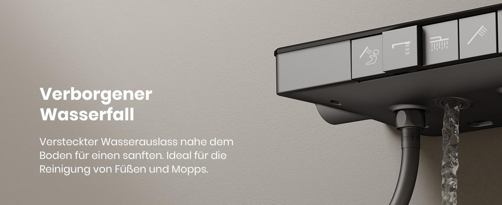 EMKE® Duschsystem mit Thermostat Matt Anthrazit mit Kinderdusche, Digitalanzeige & Chlorfilter 4 Ausgänge Familienfreundlich Duschsäule F23
